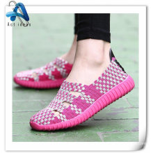 China Factory Women Handmade Woven Weave Shoes with Strap